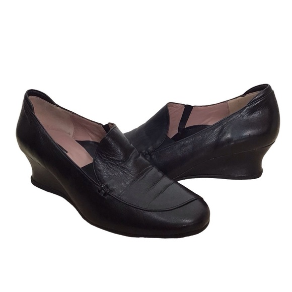 Beautifeel Leather Slip On Wedge Heels Black Size 39 - Picture 1 of 8